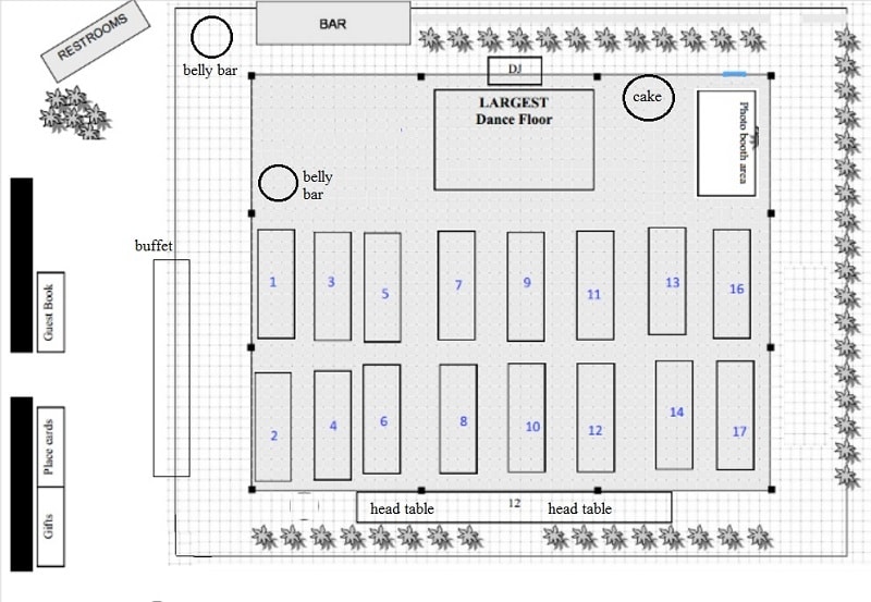 Bali Hai restaurant wedding suggested floor plan