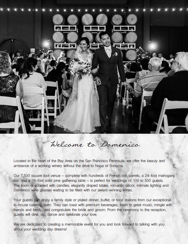 San Diego Venue Price List -Domenico Winery