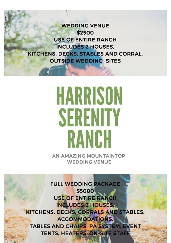 San Diego Venue Price List -Harrison Serenity Ranch