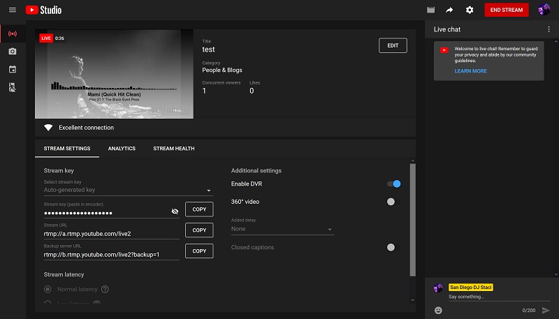 YouTube Live Broadcast